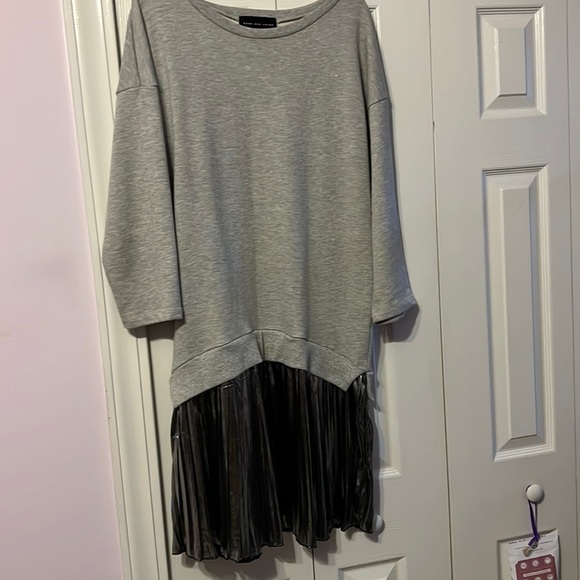Know One Cares Metallic Sweatshirt Twofer Dress - Picture 2 of 10